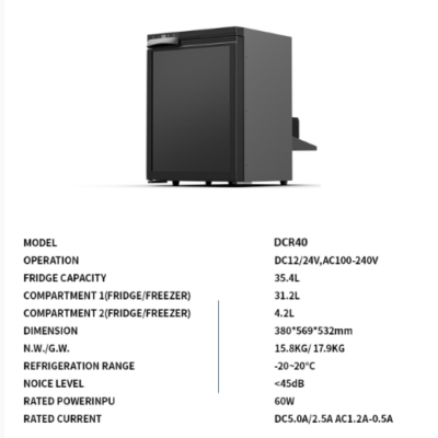 40 Lt Karavan Tipi Buzdolabı 12V 24V 220V Kompresörlü Karavan Tekne Mini Buzdolabı