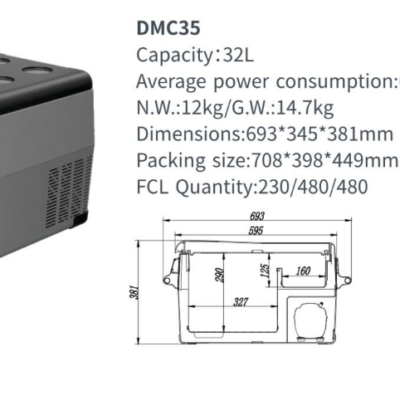 Alternative view of 35 Lt Portatif Araç Buzdolabı Kompresörlü 12V 24V 220V Kamp Karavan Oto Buzdolabı 60W