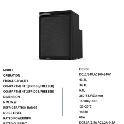 50 Lt Karavan Tipi Buzdolabı 12V 24V 220V Kompresörlü Karavan Tekne Mini Buzdolabı