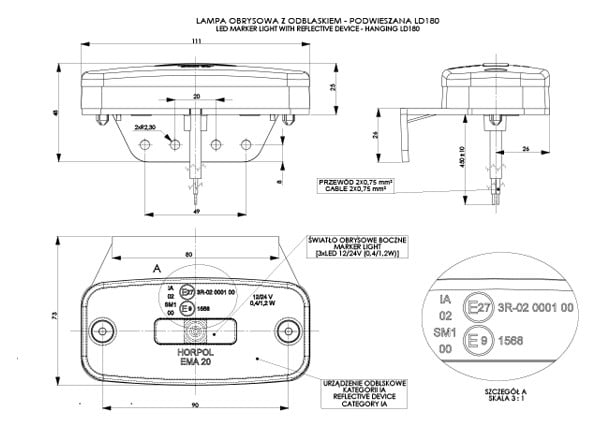 HORPOL LD 180 İşaret lambası - Görsel 2