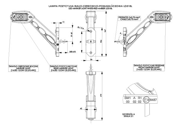 Horpol LD 518/L LED Yan Pozisyon / Marker Lamba (Sol) - Görsel 2