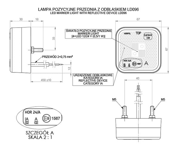 HORPOL LD 96 Yansıtıcı cihazlı işaret lambası - Görsel 2