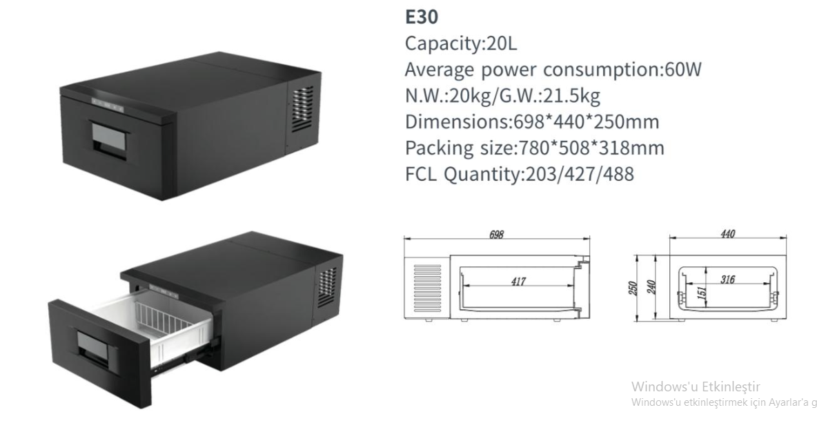Araç İçi Çekmece Tipi Buzdolabı 30 LT – 60W Düşük Enerji Tüketimli Oto Buzdolabı - Görsel 2